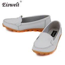 EISWELT/Лидер продаж; женская обувь; обувь из натуральной кожи; женские неглубокие Мокасины с круглым носком; сезон весна-лето;# XH029