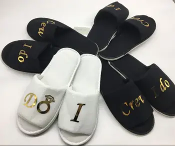 

Personalised gold or silver Wedding Bridesmaid Bridal Slippers I do crew Hens Night Bachelorette Spa Slippers party favors gifts