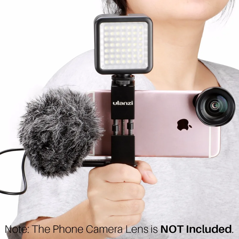  Ulanzi Pocket Rig for Smartphone with BY-MM1 Microphone and 49 LED Video Light Cold Shoe Plate for 