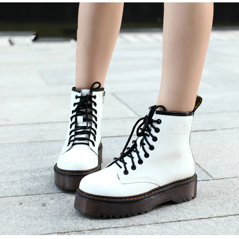 

Women Autumn Ankle Boots Casual Lace Up Low Heels Female Platform Shoes Ladies Gladiator Short Botas Fashion Sewing Footwear