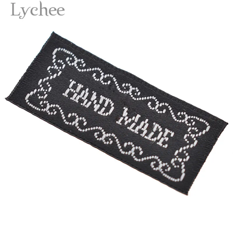 Lychee Life 50 шт. синие черные тканые этикетки ручной работы с буквенной вышивкой моющиеся этикетки для одежды сумки DIY Швейные аксессуары