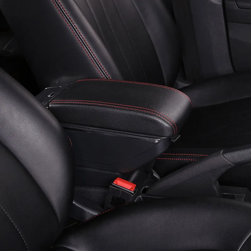D Style Black Red Car Armrest Box For Suzuki Sx4 2007-2013 Dual Layer retractable central Store content box cup holder USB Interface accessories - Название цвета: D Style Black Red