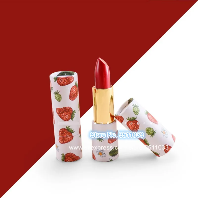 

12.1mm Lovely Strawbeery Lipstick Kraft Paper Container Cosmetic Empty Lip Balm Makeup Lip Rouge Packing Tube Concealer Package