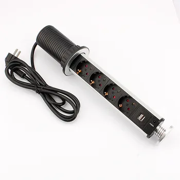 

AC 220V Electric Pull Up Socket Charger Dock Socket USB Wall Outlet Retractable Dual USB Port Wall Socket EU Plug