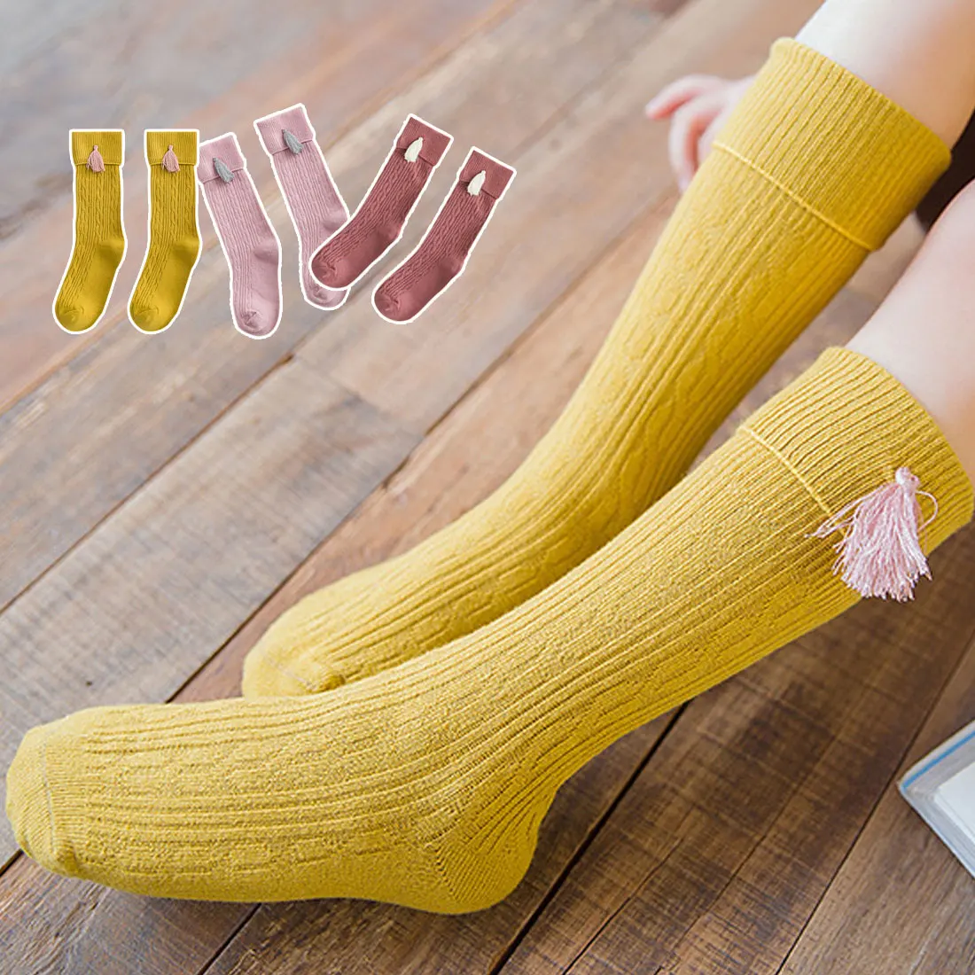 Harajuku Solid Baby Socks Preppy Style Pendant School Girl's Socks Long Female Cotton Socks Top Quality