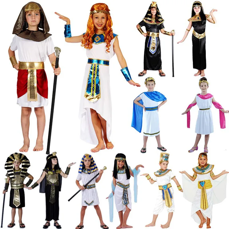 

Kids Boy Girls Ancient Egypt Costume King Queen Pharaoh Costume Cosplay Carnival Costumes Purim Christmas Halloween Navidad