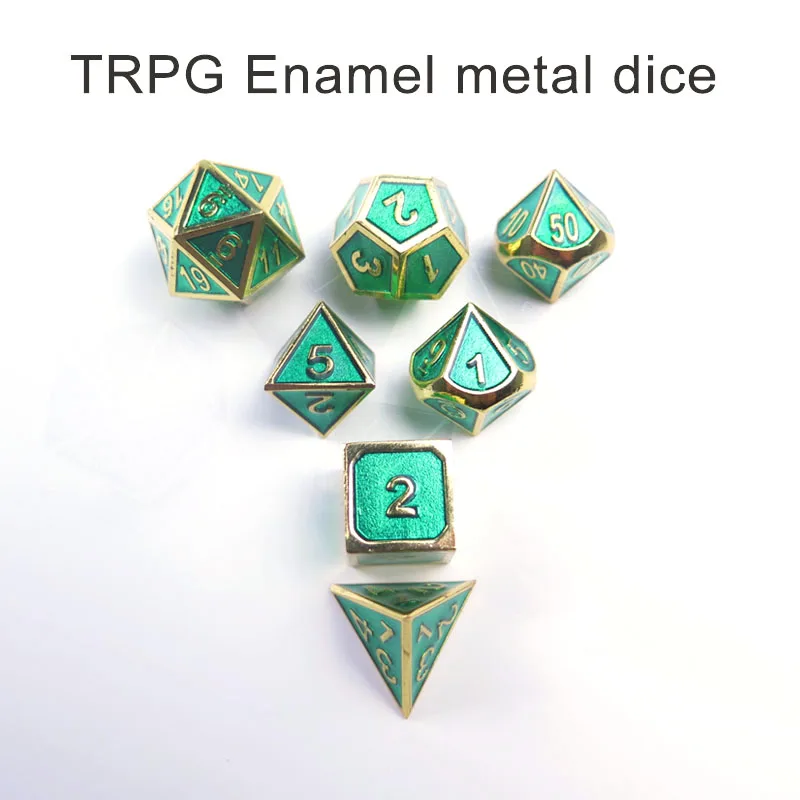 Chengshuo metal dice rpg dungeons and dragons dnd polyhedral number digital dices 7pcs transparent green set d20 10 6 8 4 games 