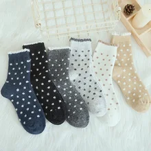 Новые высококачественные женские носки толстые Ангольские носки из мериносовой шерсти женские зимние носки в горошек теплые носки calcetines женские