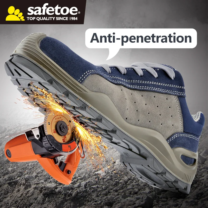 Safetoe أحذية أمان الرجال حذاء برقبة للعمل حذاء رجالي جلد الصلب حذاء مزود بفتحة للأصابع الأربطة الهواء شبكة أحذية أمان جلد البقر تنفس العمل Safetoe أحذية أمان الرجال حذاء برقبة للعمل حذاء رجالي جلد الصلب حذاء مزود بفتحة للأصابع الأربطة الهواء شبكة أحذية أمان جلد البقر تنفس العمل