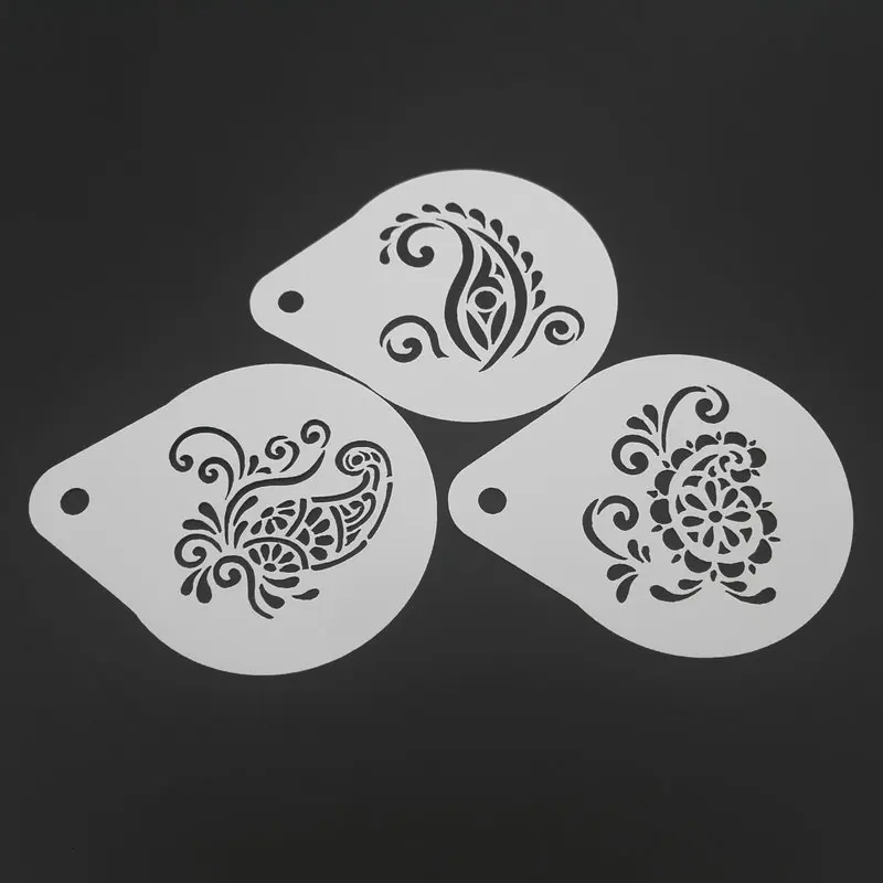 

2.8 inch Flower Coffee Stencil Set Milk Cappuccino Latte Art Tools Plastic Cookie Mold Cafe Decoration