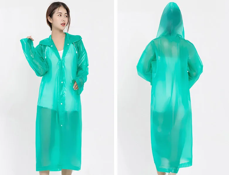 17.Fashion Adult Women Raincoat Rain jacket Outdoor Travel Eva Transparent Rain Gear Poncho Coat Waterproof Long Rainwear