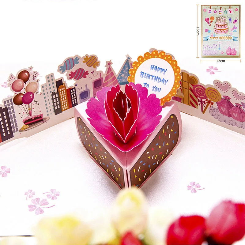  3D Laser Cut Handmade color printed Happy Birthday To You Dessert Cake Paper Invitation Greeting Ca - 32839517994