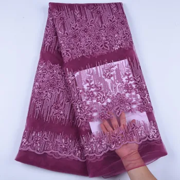 

African Milk Silk Lace Fabric With Sequins High Quality Nigerian Wedding Embroidered French Tulle Lace Material For Bridal A1613