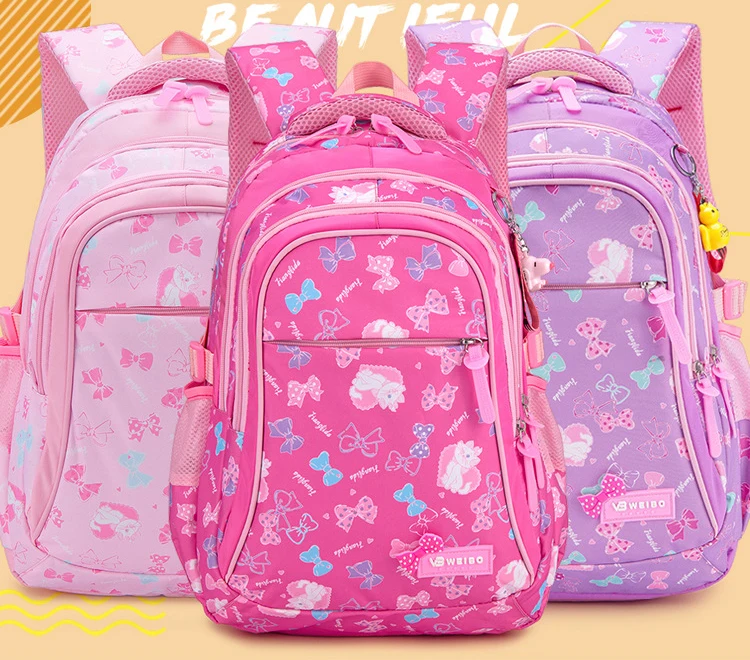 Детские школьные сумки для девочек, женские школьные рюкзаки, комплект из 3 предметов(сумка+ сумка для ручки+ рюкзак), детский нейлоновый рюкзак с цветочным принтом и бантом для девочек