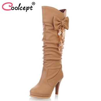 

Coolcept Large Size 34-43 Dropship Woman Boots Women's Shoes Woman High Heels Winter Warm Fur Female Boot Women