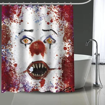 

Custom Clown Printed Shower Curtain Bathroom Waterproof Polyester Washable Home Bath Decor Curtains With Hooks