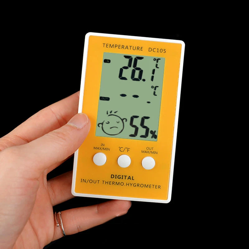 

Digital LCD Temperature Humidity Meter Clock Electronic Hygrometer Smile High Precision Large Screen Indoor