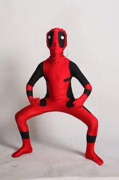 

Cool KIds Deadpool Costume Red full body spandex Boy Deadpool Cosplay Costumes halloween deadpool costume wholesale For adult