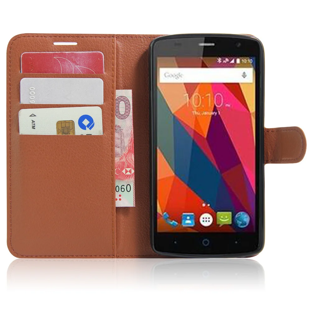 Кожаный флип-чехол для ZTE Blade L5/L5 Plus с отделением карт Карманный чехол-подставка 5
