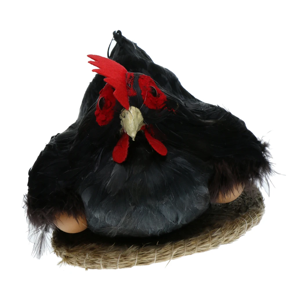 Vivid Standing Hen Simulated Hen Model Decoration Hen With Egg Figurine Spring Decor Furry Animal Home Decor