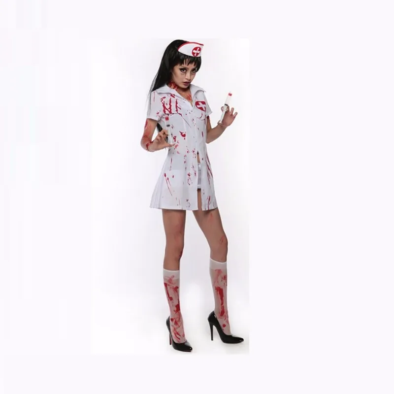 Halloween Party Зомби костюмы для Для женщин зомби медсестра костюмы для взрослых нарядное платье костюмы на Хэллоуин для Для женщин