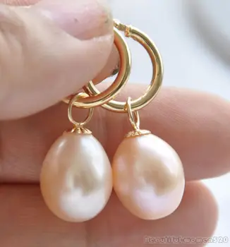 

handmade lovely bead a pair of elegant natural south sea pink pearl earrings 925