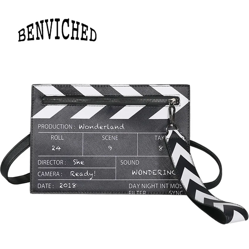 

BENVICHED Ladies' pu bag 2019 new spring fashion printing letter personality Funny handbag Inclined single shoulder bag c451