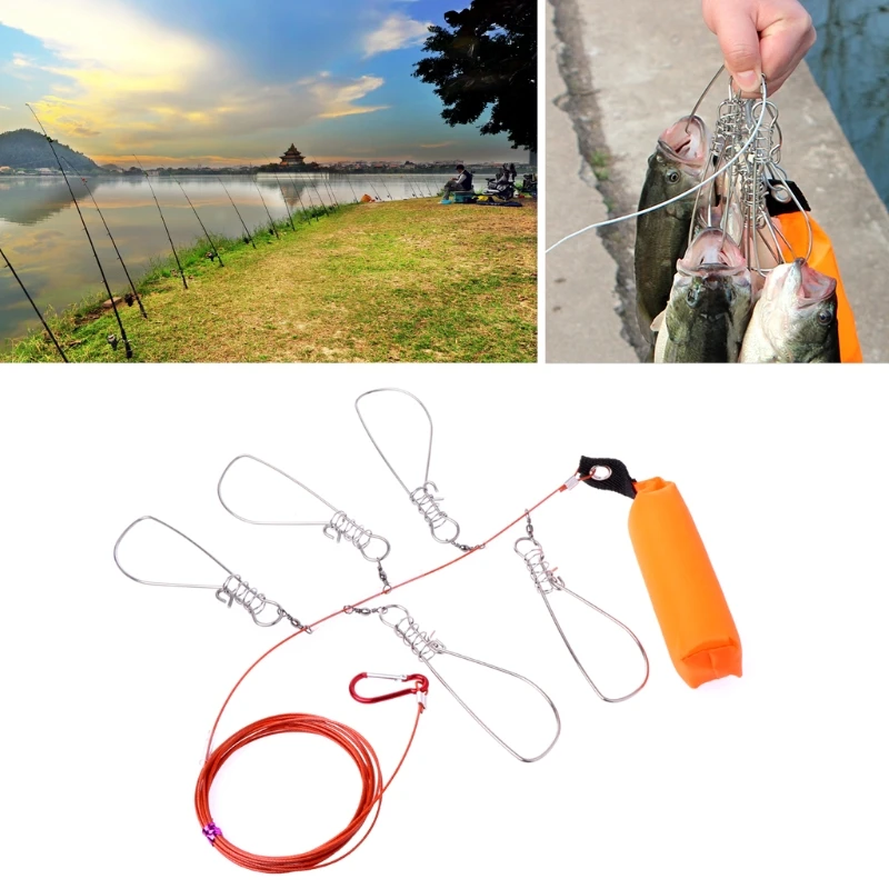 

Portable Stainless Steel Live Fishing Lock Belt Buckle Tackle Bait 5 Snap Tools