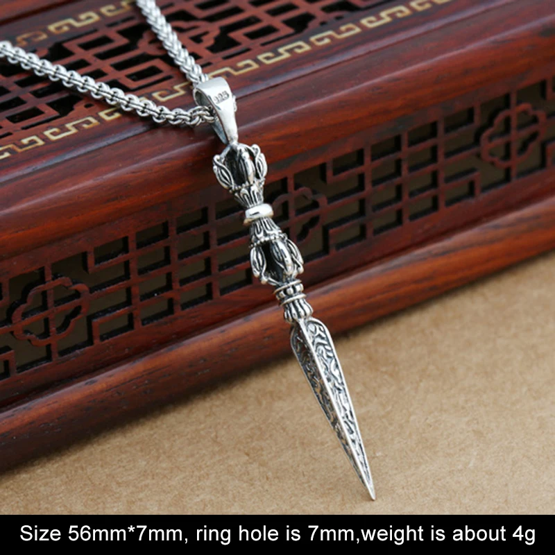 

Women Men Pendant 100% Real 925 Sterling Silver Jewelry Buddhism Vajra Pestle Triangle Pendant fine jewelry Instruments G68