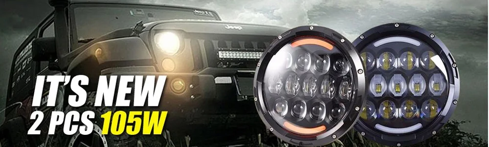 Headlight 7 Inch LED Head light lamps H4H13  Angel Eyes DRL Turn Signal For Lada 4x4 urban Niva JK Land rover defender Hummer (3)