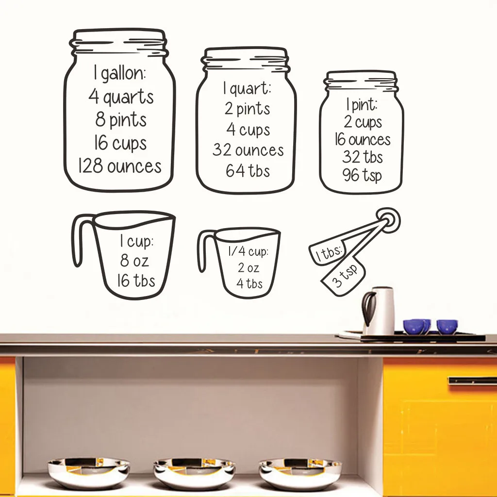 Kitchen Decoration Wall Sticker Measuring Cup Art Decal Vinyl Wall Stickers Kitchen Restaurant Decor Stickers Muraux