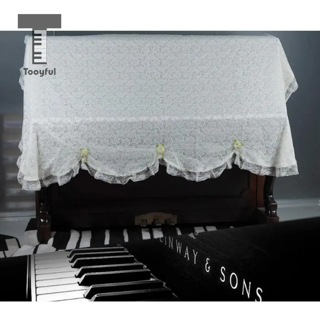 Tooyful Piano Half-Cover Lace Dust Cover Piano Dust Cover Piano Cloth for Upright Piano Parts Accessories