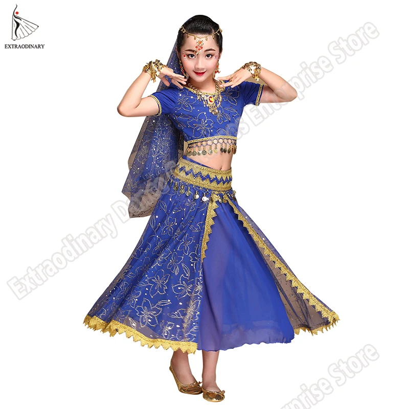Toddler Kids' Girls Belly Dance Outfit Costume India Dance Clothes Top+Skirt LX 