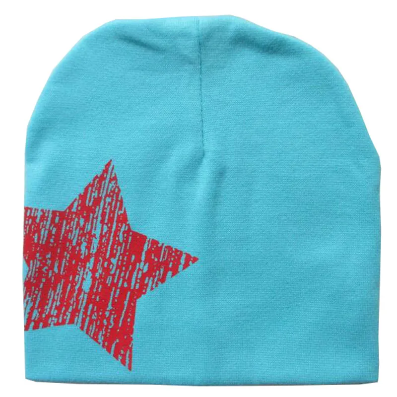 Модная детская шапка со звездами; сезон весна-осень; детская шапка; хлопковый шарф; шапка для маленьких девочек; хлопковая шапочка для мальчиков; шарфы; Chapeau des enfants - Цвет: Lake blue