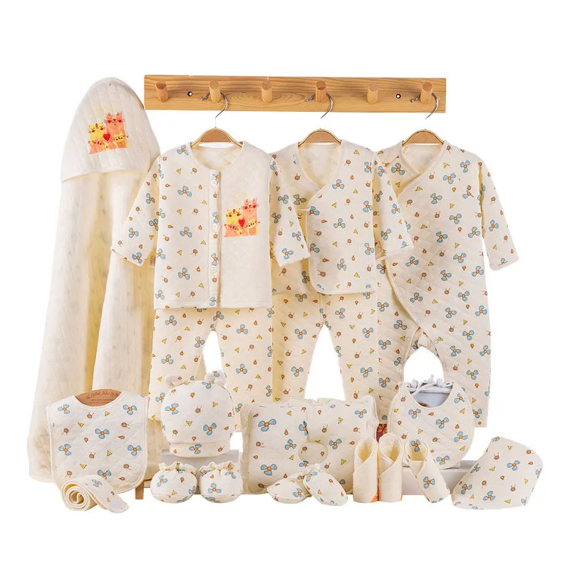 Одежда для новорожденных девочек с героями мультфильмов зимний комплект одежды из плотного хлопка для маленьких мальчиков, одежда для младенцев Подарочный комплект для новорожденных без коробки