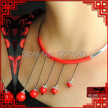 

DIY Ethnic Jewelry tibetan silver collars necklace,fashion chinese wind vintage thailand choker necklace red stones beads