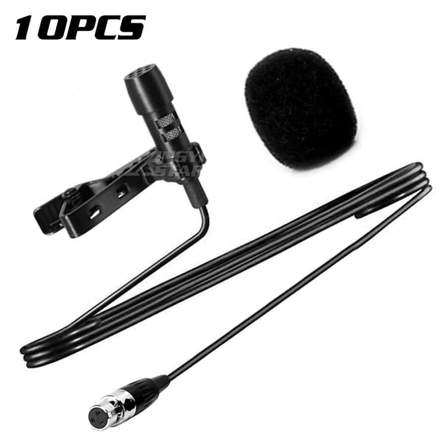 10Pcs Mini XLR 3 Pin TA3F Tie on Clip Lavalier Mic Lapel Microphone