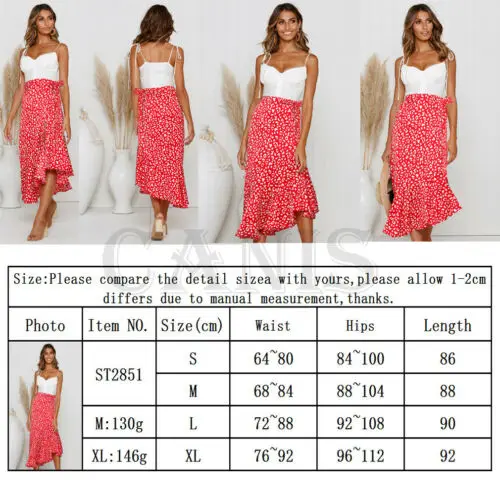 New Ladies Boho Floral Jersey Chiffon A-line One-piece Wrap Gypsy Ankle Long Maxi Split Full Summer Beach Women Sun Skirt