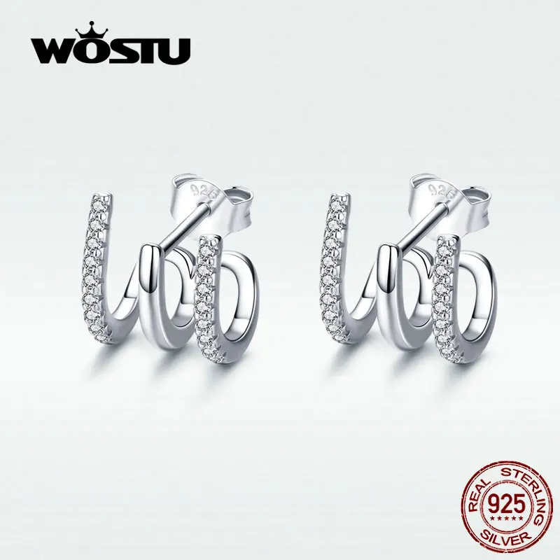 WOSTU, Новое поступление, Настоящее 925 пробы, серебряные серьги-гвоздики, милые Квадратные циркониевые серьги для женщин, DXE585