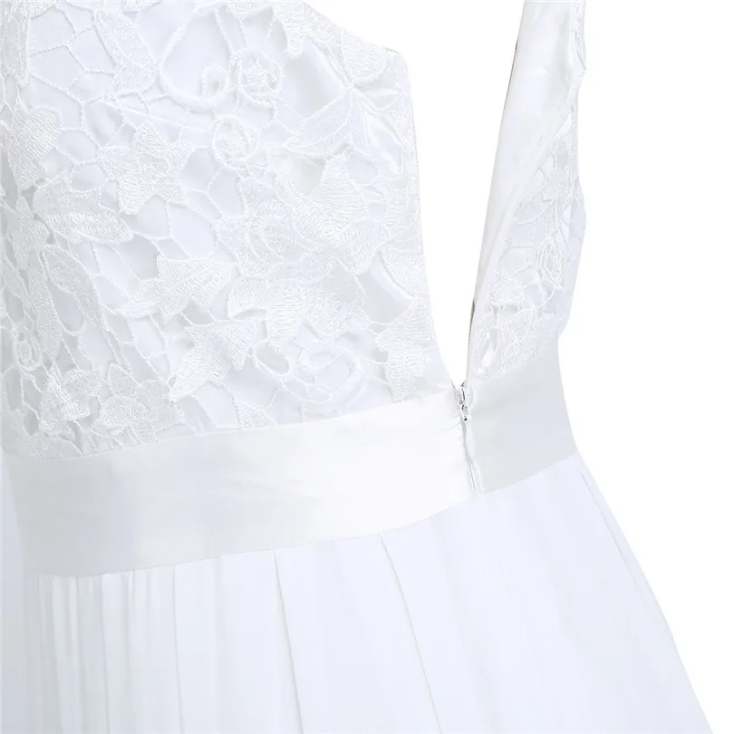 TiaoBug Womens Elegant Flower Floral Printed Sleeveless Bridesmaid Formal Prom Princess Wedding Party White Lace Dress Bridesmaid Dresses