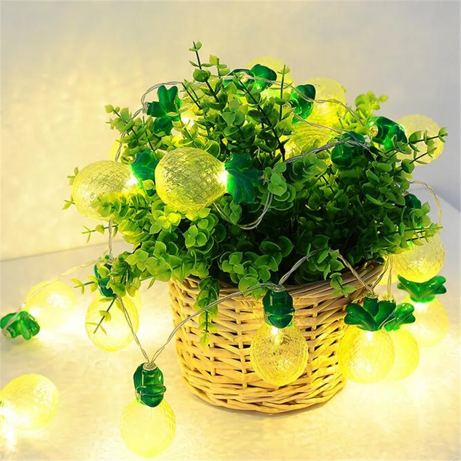 

Factory SalesBattery Operated LED String Lights 10Led/set Yellow Fruit Pineapple Shape LED light Wedding Xmas Party Decoration