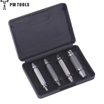 

PW TOOLS 4Pcs/Set Screw Extractor Drill Bits Guide Set Broken Damaged Bolt Remover Speed Out Tool