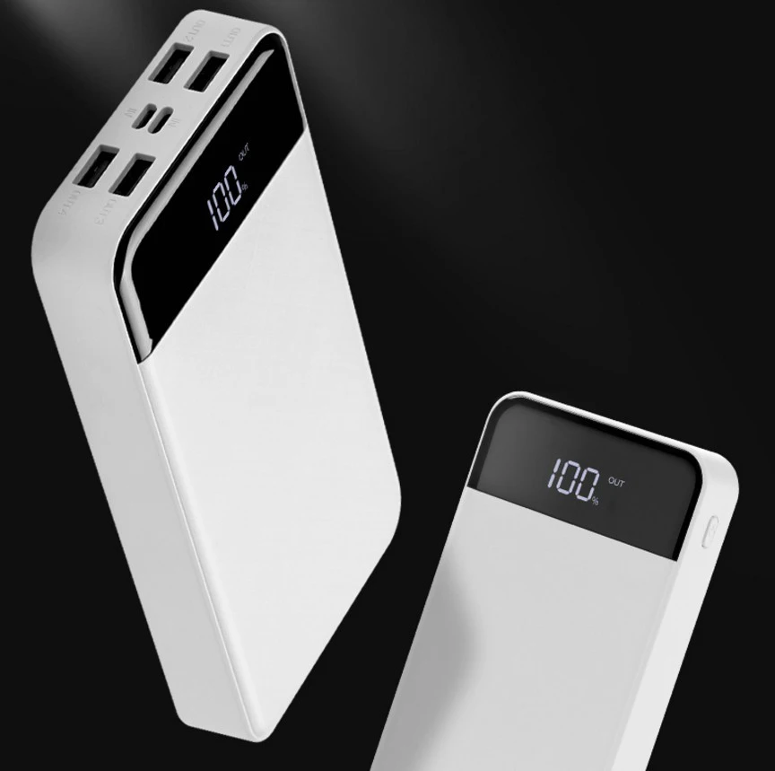 20000mAh power bank  4USB mobile power LCD digital display charging treasure Type-C mobile power For xiaomi For iphone X/7/8 hot