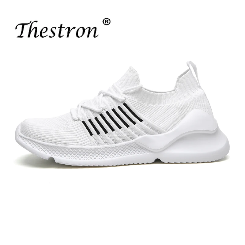 Thestron Summer Casual Shoes Men Fly Wire Breathable Walking Shoes Mens Beige Black Men Knit Shoes Designer Boy Sneakers