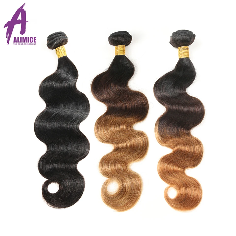 

Alimice Hair Malaysian Body Wave Ombre Bundles Hair Bundles Human Hair Extensions #1b/4/27/30 Color Hair Weave Bundles Remy