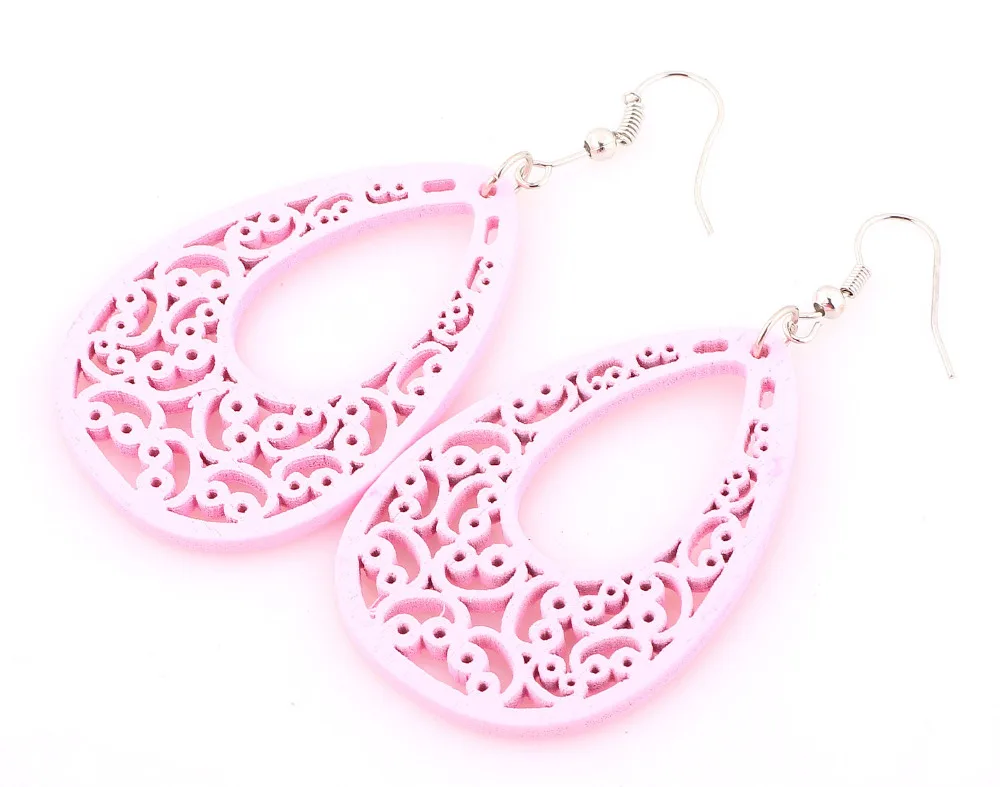 Drop Earrings Womens Handmade Wooden Mixed Color Wood Drop Earrings Summer Party Gift
