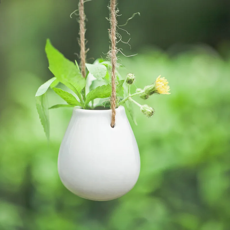 

Japanese Ceramic Eggs Hanging Bottle pastoral Cute Small Flower Pot Planters Garden Decor