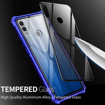

Shockproof Aluminum Metal Bumper + Transparent Tempered Glass Back Cover For Huawei Honor 10 Lite Case For Huawei P Smart 2019