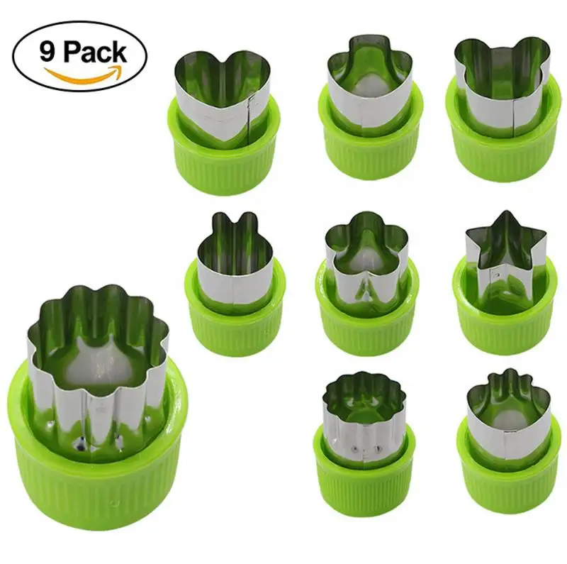 

9 Pcs Vegetable cutter shapes Set fruit and Cookie Stamps Mold cookie cutter Decorative Food for kids baking
