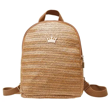 

Fashion Women's Outdoor Woven Square Solid Color Simple Zipper Schoolbags Big Travel Sacos Para As Mulheres Shoulder Bag #GM